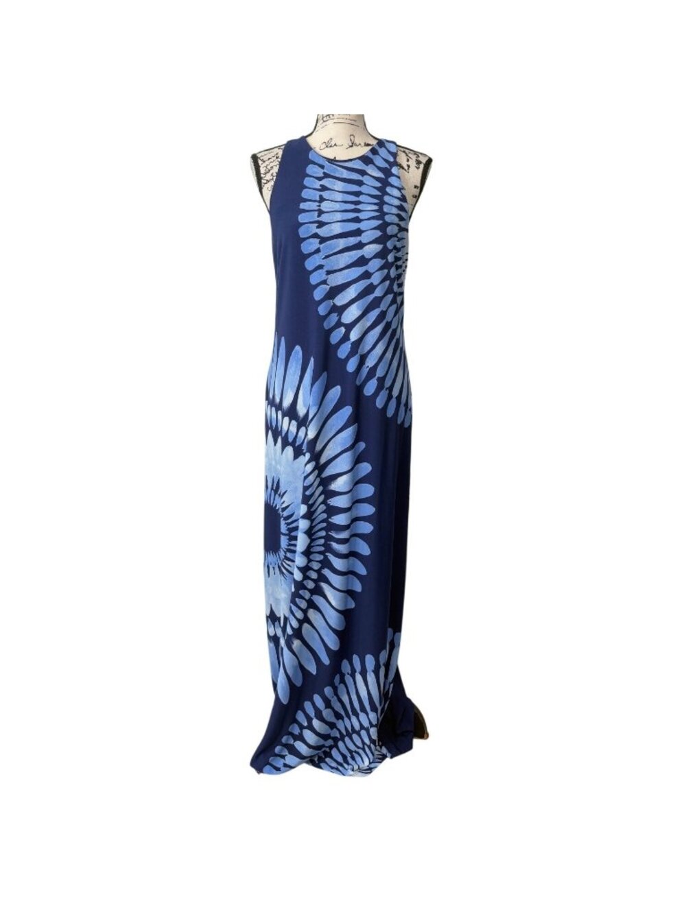 Tommy Bahama Womens Size S Aloha Burst Maxi Dress Blue Tie-Dye Beach Resort - Picture 2 of 8